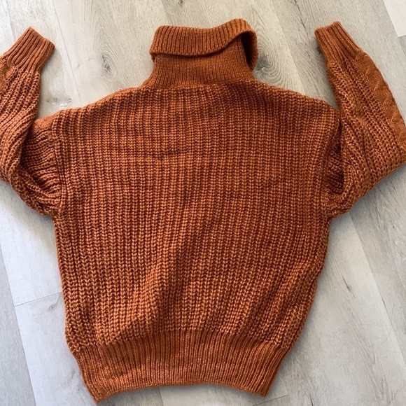 Chunky Cable Knit sweater turtleneck brown camel size M oversized‎ fall winter - Picture 8 of 10
